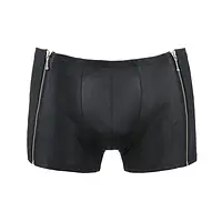 Чоловічі шкіряні боксери з блискавками Passion 049 SHORT MATT L/XL Black - Master