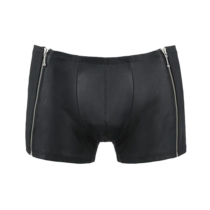 Чоловічі шкіряні боксери з блискавками Passion 049 SHORT MATT L/XL Black - Master