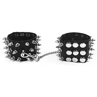 Наручники з шипами Art of Sex - Rose Spiked Leather Handcuffs, натуральна шкіра - Master