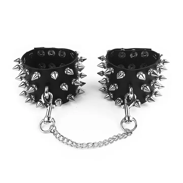 Наручники з шипами Art of Sex - Rose Spiked Leather Handcuffs, натуральна шкіра - Master