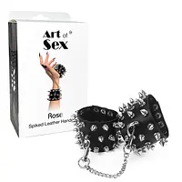 Наручники з шипами Art of Sex - Rose Spiked Leather Handcuffs, натуральна шкіра - Master