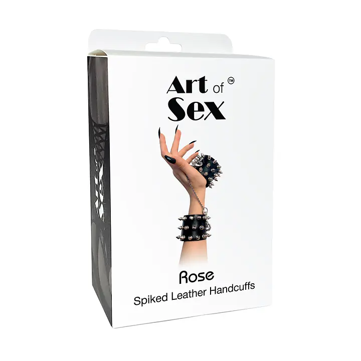 Наручники з шипами Art of Sex - Rose Spiked Leather Handcuffs, натуральна шкіра - Master