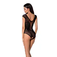 Бодістокінг Passion BS064 One Size, Black, боді, закрите плече, відкритий доступ - Master