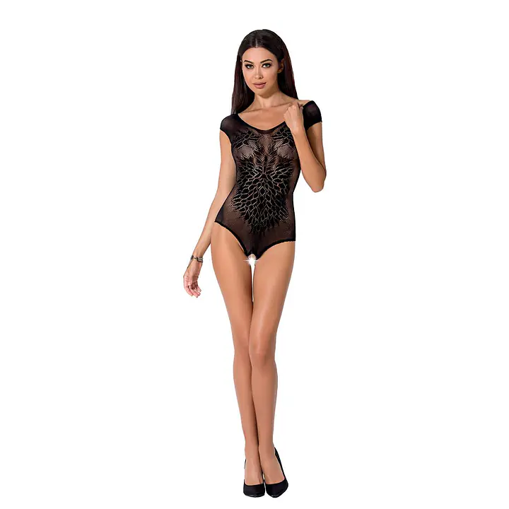 Бодістокінг Passion BS064 One Size, Black, боді, закрите плече, відкритий доступ - Master