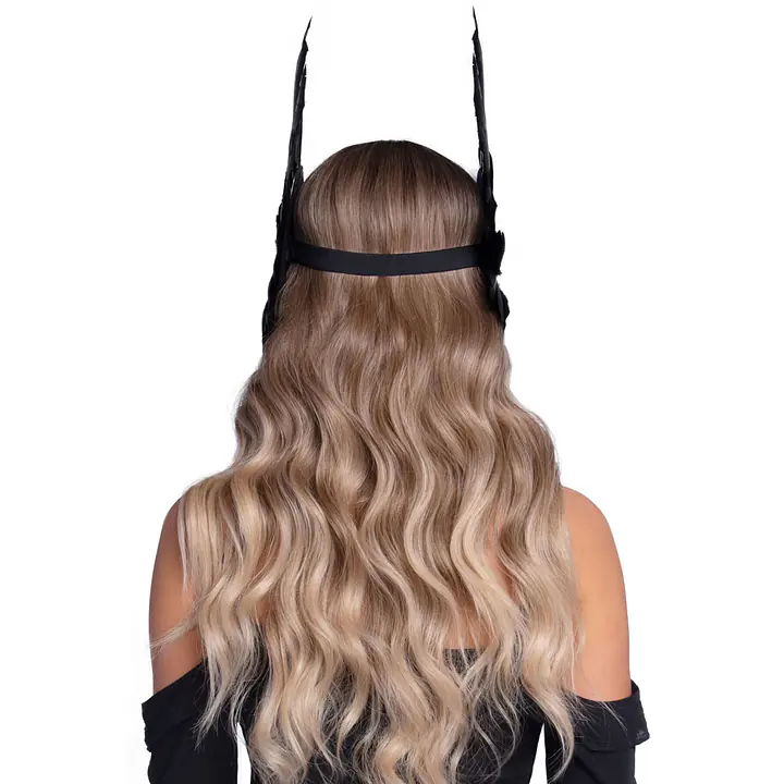 Пов’язка на голову з крилами Leg Avenue Feather headband Black, пір’я та натуральна шкіра - Master
