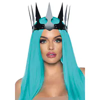 Корона злої королеви Leg Avenue Faux leather spiked crown Black, штучна шкіра, заклепки - Master