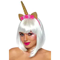 Золотий ріг єдинорога Leg Avenue Golden unicorn flower headband, прикрашений квітами - Master