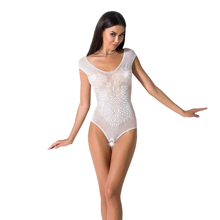 Бодістокінг Passion BS064 One Size, White, боді, закрите плече, відкритий доступ - Master