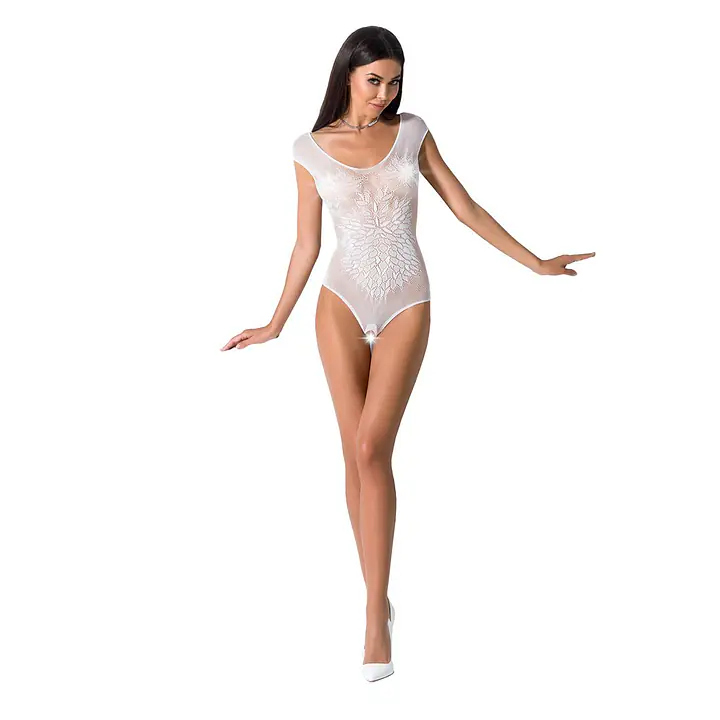 Бодістокінг Passion BS064 One Size, White, боді, закрите плече, відкритий доступ - Master