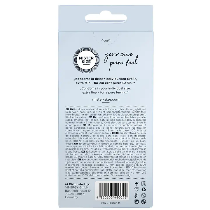 Презервативи Mister Size - pure feel - 49 (10 condoms), товщина 0,05 мм - Master