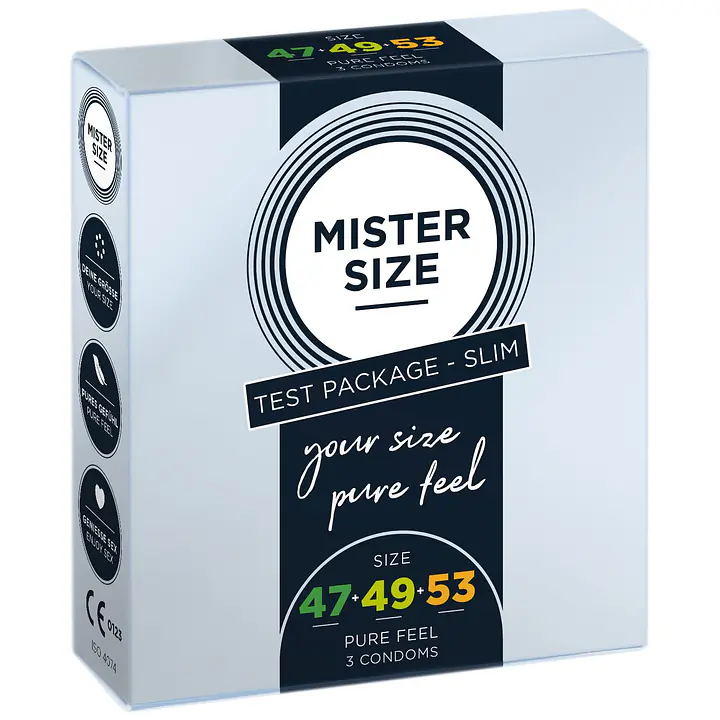 Набір презервативів Mister Size - pure feel - 47–49–53 (3 condoms), 3 розміри, товщина 0,05 мм - Master