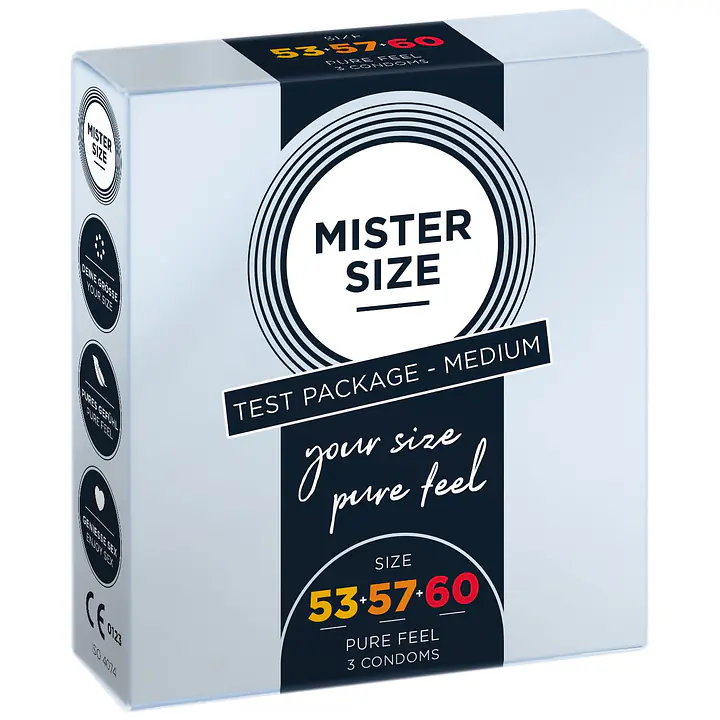 Набір презервативів Mister Size - pure feel - 53–57–60 (3 condoms), 3 розміри, товщина 0,05 мм - Master