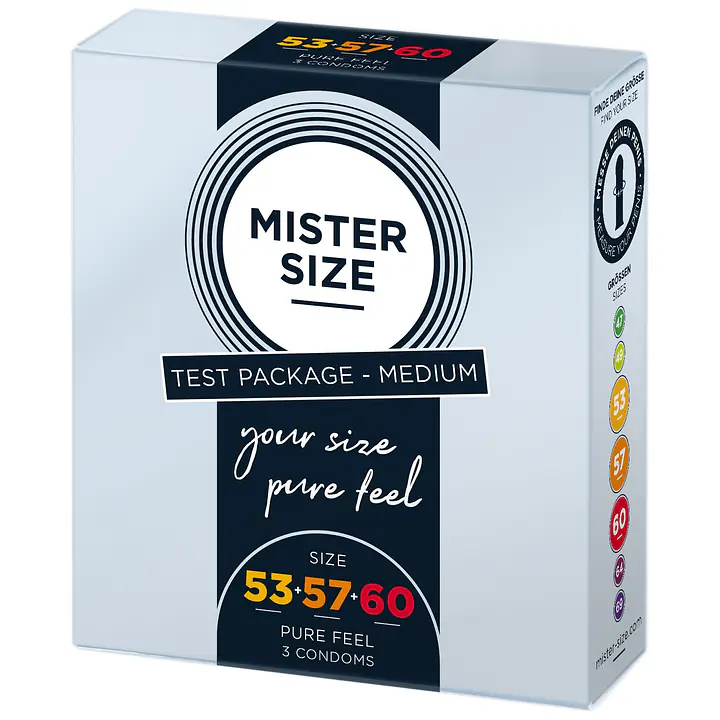 Набір презервативів Mister Size - pure feel - 53–57–60 (3 condoms), 3 розміри, товщина 0,05 мм - Master