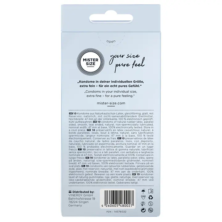 Презервативи Mister Size - pure feel - 47 (10 condoms), товщина 0,05 мм - Master