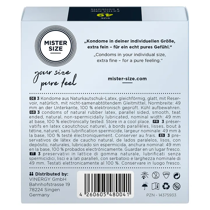 Презервативи Mister Size - pure feel - 49 (3 condoms), товщина 0,05 мм - Master