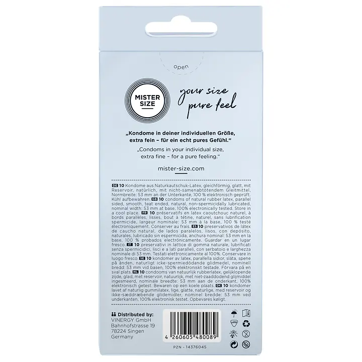 Презервативи Mister Size - pure feel - 53 (10 condoms), товщина 0,05 мм - Master