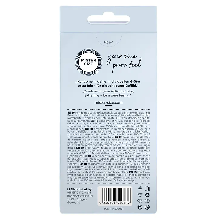 Презервативи Mister Size - pure feel - 57 (10 condoms), товщина 0,05 мм - Master