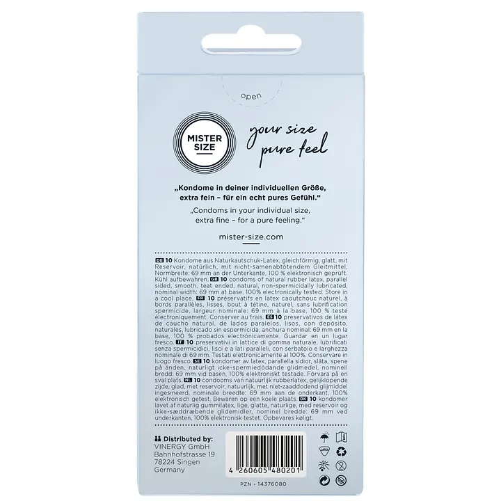 Презервативи Mister Size - pure feel - 69 (10 condoms), товщина 0,05 мм - Master