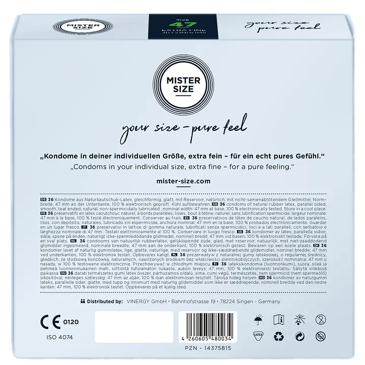 Презервативи Mister Size - pure feel - 47 (36 condoms), товщина 0,05 мм - Master