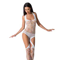 Бодістокінг Passion BS060 white, комбінезон, імітація трусиків і гольфів - Master