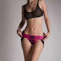 Труси для страпона Strap-On-Me Leatherette Harness Curious  Fuchsia - Master