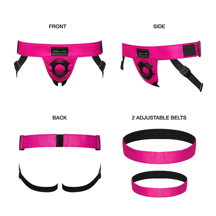 Труси для страпона Strap-On-Me Leatherette Harness Curious  Fuchsia - Master