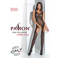 Бодістокінг Passion BS061 black, комбінезон, імітація панчіх - Master