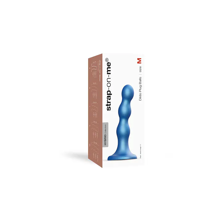 Насадка для страпона Strap-On-Me Dildo Plug Balls Blue Metallic M - Master