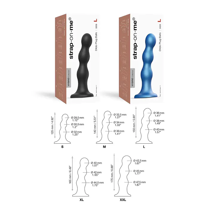 Насадка для страпона Strap-On-Me Dildo Plug Balls Blue Metallic M - Master