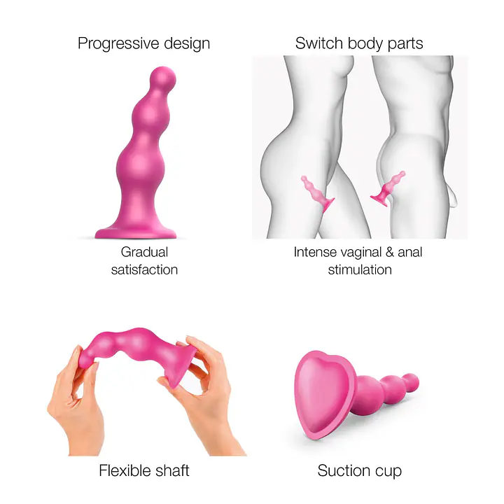 Насадка для страпона Strap-On-Me Dildo Plug Beads Framboise Metallic M - Master