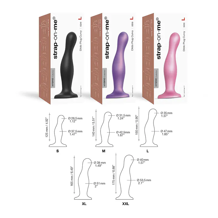 Насадка для страпона Strap-On-Me Dildo Plug Curvy Rose Dragee Metallic M - Master