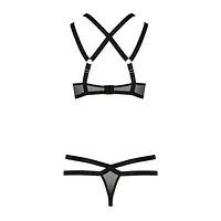 Комплект білизни Passion Exclusive HAGAR SET S/M, black, стрепи, трусики та ліф - Master