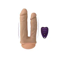 Подвійний фалоімітатор з вібрацією SilexD Double Gusto Vibro Flesh (Model 1 size 8"&7") + LRS,діаметр 4,5 см та 3,7 см - Master