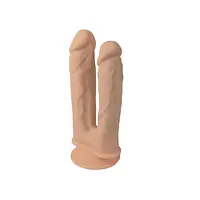 Подвійний фалоімітатор з вібрацією SilexD Double Gusto Vibro Flesh (Model 1 size 8"&7") + LRS,діаметр 4,5 см та 3,7 см - Master