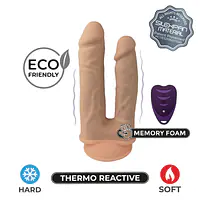 Подвійний фалоімітатор з вібрацією SilexD Double Gusto Vibro Flesh (Model 1 size 8"&7") + LRS,діаметр 4,5 см та 3,7 см - Master