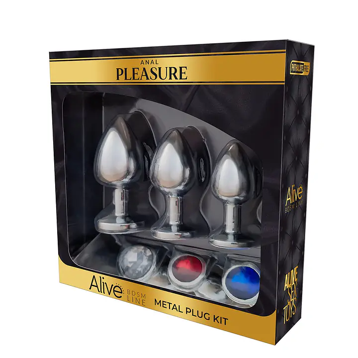Набір металевих анальних пробок Alive Metal Plug Kit, діаметр 3,2 см / 3,5 см / 4,1 см - Master