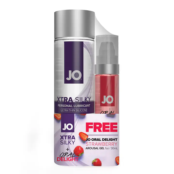 Комплект JO GWP - Xtra Silky Silicone (120 мл)&Oral Delight - Strawberry (30мл) - Master