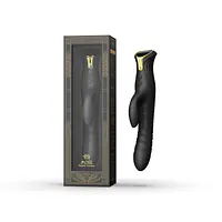 Пульсатор-кролик з вібрацією Zalo Mose Obsidian Black, нагрівання до 42°, кристал Swarovski - Master