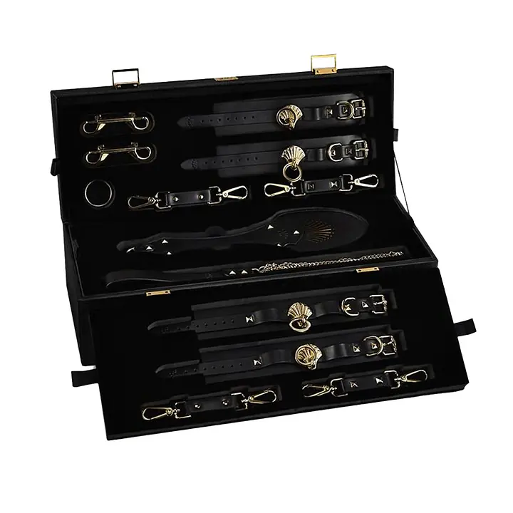 Розкішний набір для BDSM Zalo Bondage Play Kit, 10 аксесуарів у кейсі, шкіра, кристал Swarovski - Master