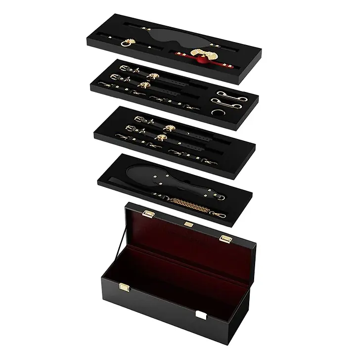Розкішний набір для BDSM Zalo Bondage Play Kit, 10 аксесуарів у кейсі, шкіра, кристал Swarovski - Master