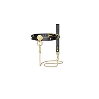 Розкішний нашийник з повідцем Zalo Collar&Leash Set Black,натуральна шкіра - Master