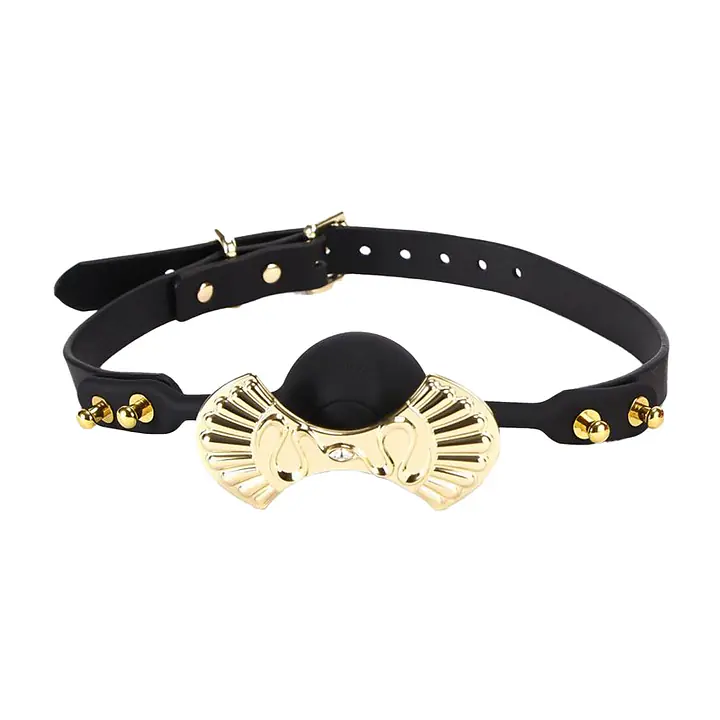 Розкішний силіконовий кляп Zalo Silicone Ball Gag Black, кристал Swarovski, шкіряний ремінець - Master