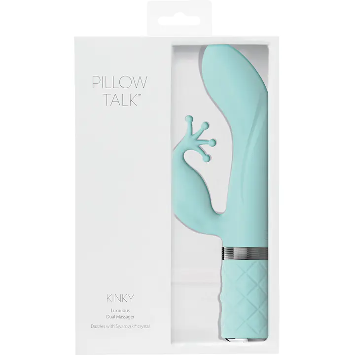 Розкішний вібратор-кролик Pillow Talk - Kinky Teal з кристалом Сваровські, потужний - Master