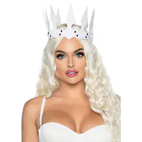 Корона злої королеви Leg Avenue Faux leather spiked crown White, штучна шкіра, заклепки - Master