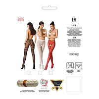 Сітчасті колготки з відкритим доступом Passion S015 One Size, Black, імітація панчіх і трусиків - Master