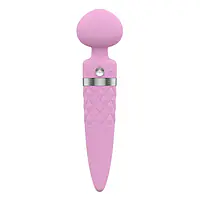 Вібромасажер 2в1 PILLOW TALK - Sultry Pink, класичний масажер і вібратор з ротацією, підігрів - Master