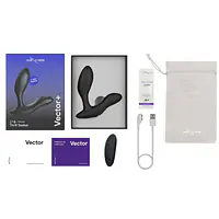 Смарт-вібромасажер простати We-Vibe Vector+ CHARCOAL BLACK, пульт ДК, регульований кут нахилу - Master