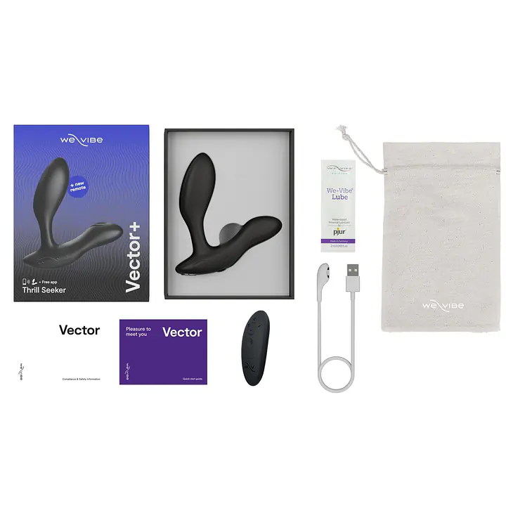 Смарт-вібромасажер простати We-Vibe Vector+ CHARCOAL BLACK, пульт ДК, регульований кут нахилу - Master
