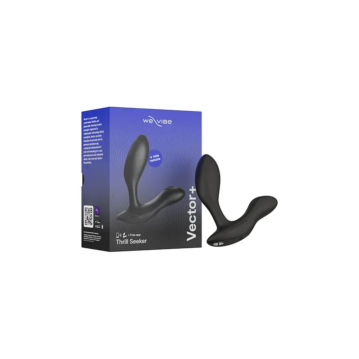 Смарт-вібромасажер простати We-Vibe Vector+ CHARCOAL BLACK, пульт ДК, регульований кут нахилу - Master