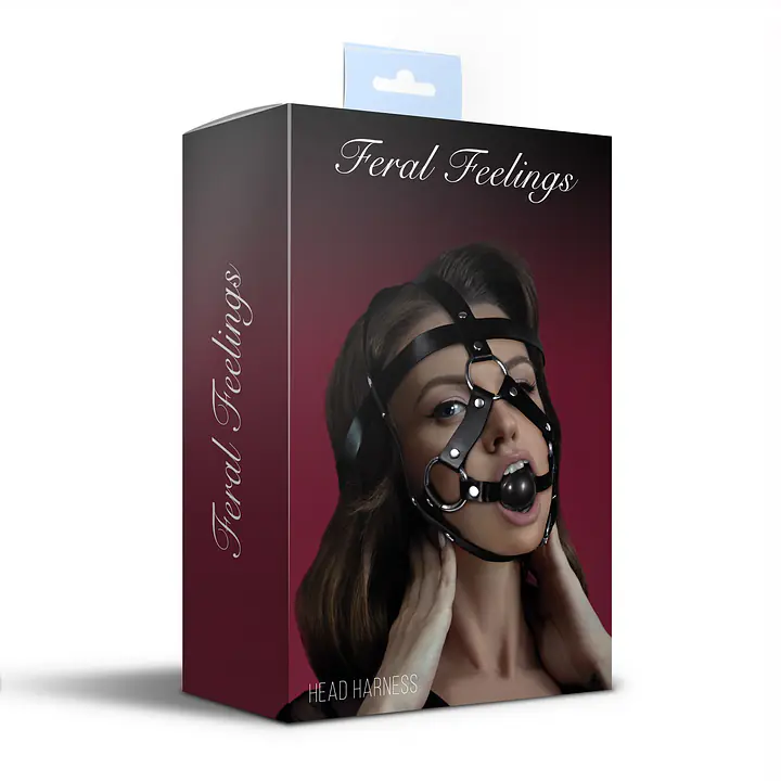 Маска-збруя з кляпом Feral Feelings Head Harness, шкіра - Master